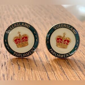 VINTAGE A.J. Parkes Cufflinks Crown Queensland Parliament Australia Collectible